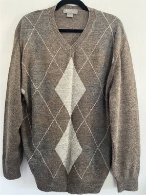 Daniel Cremieux Sweater Signature Collection  Men Sz  L  Argyle Alpaca Peru EUC
